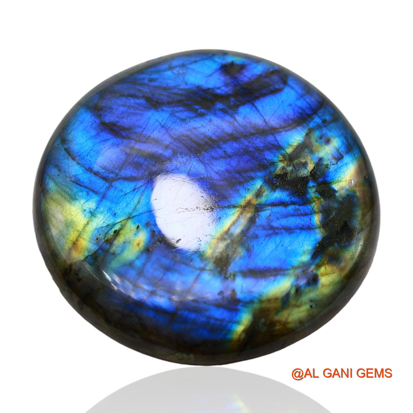 213.00 Cts Natural South African Fire Labradorite Loose Gemstone Round Cabochon 55x55x8 mm L-2