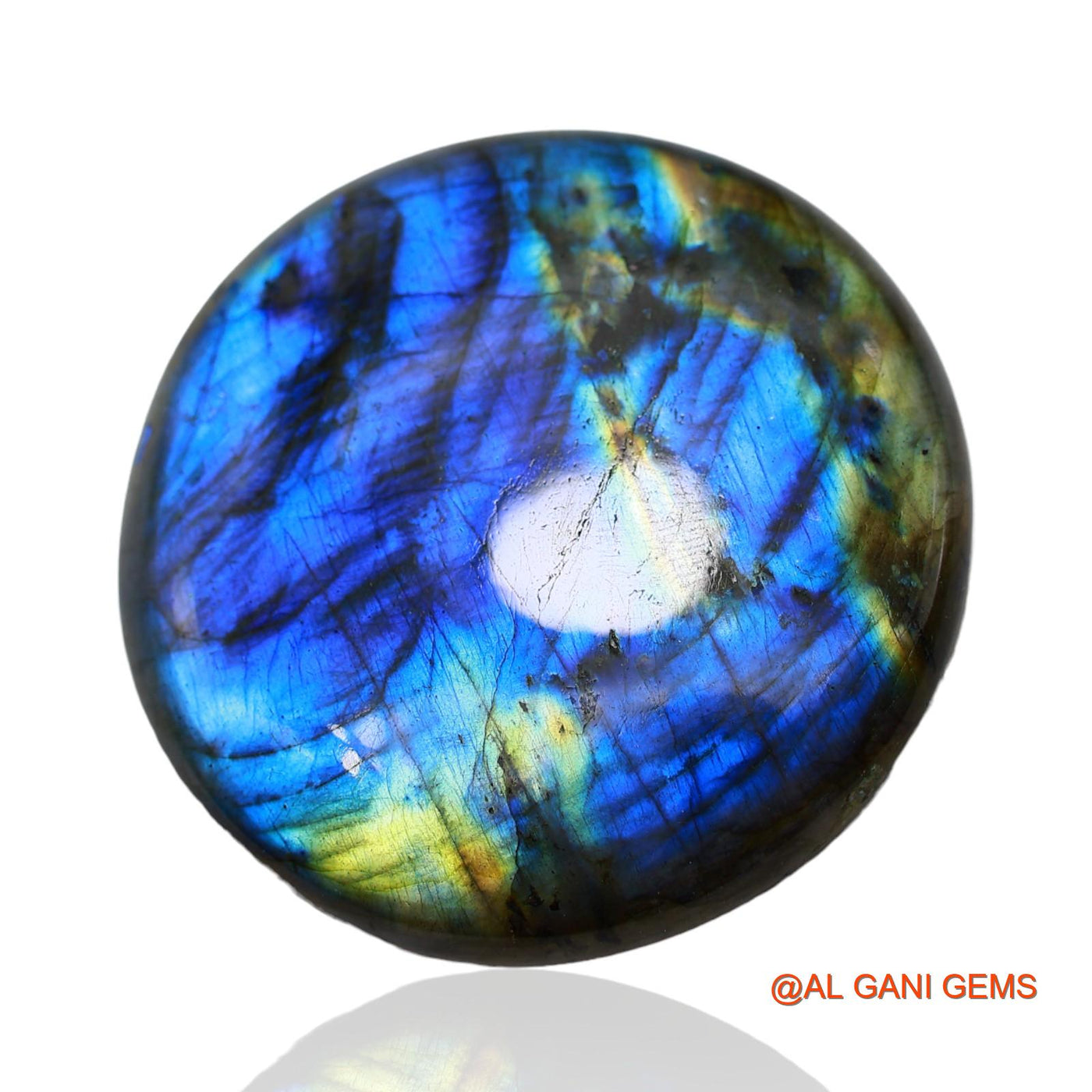 213.00 Cts Natural South African Fire Labradorite Loose Gemstone Round Cabochon 55x55x8 mm L-2