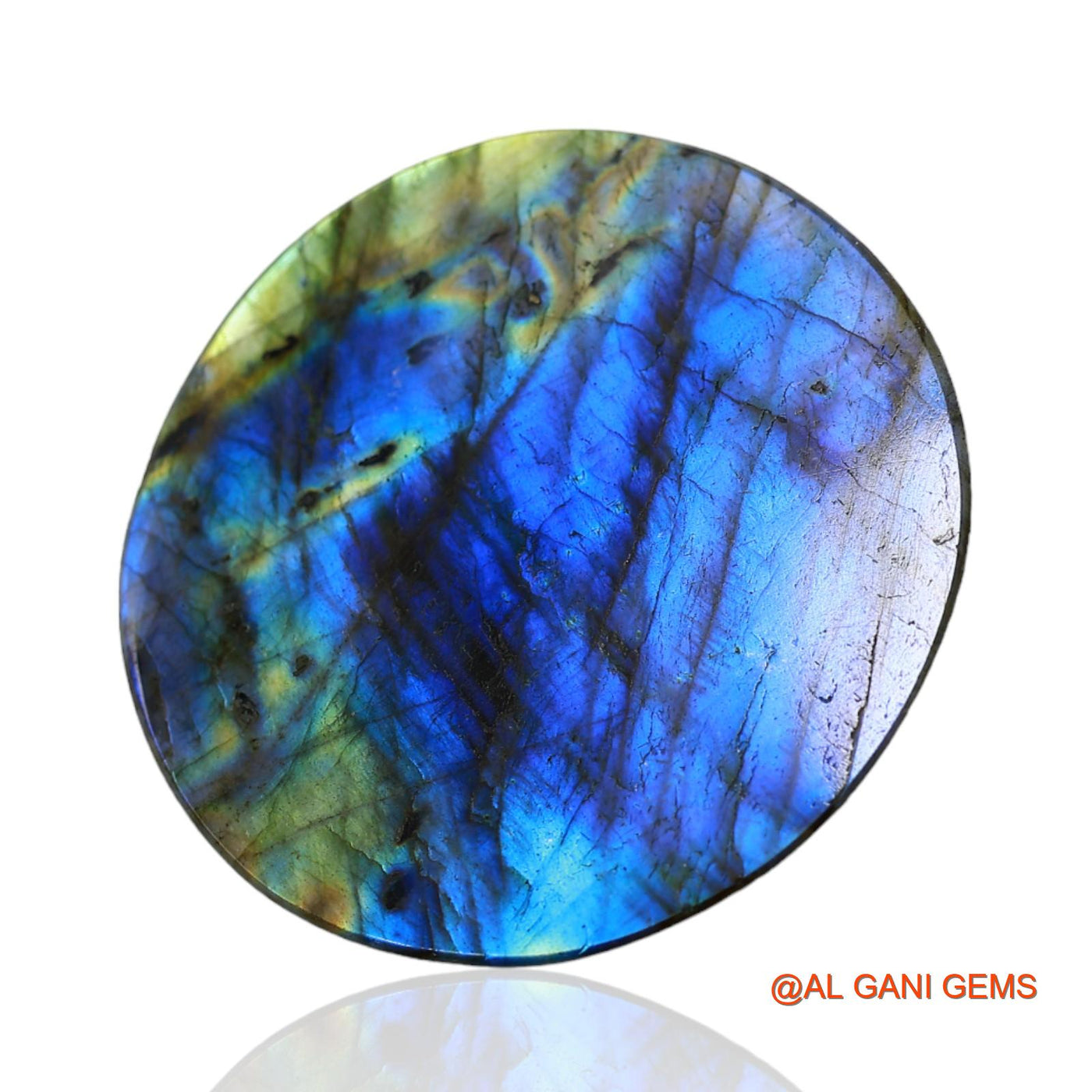 213.00 Cts Natural South African Fire Labradorite Loose Gemstone Round Cabochon 55x55x8 mm L-2