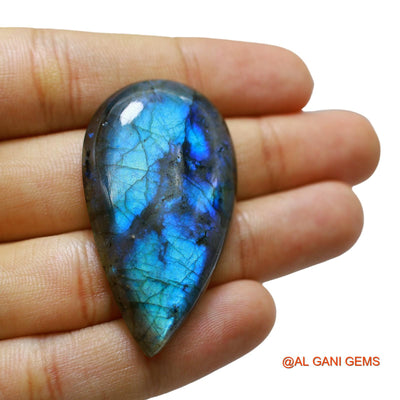 68.00 Cts Natural South African Fire Labradorite Loose Gemstone Pear Cabochon 47x27x7 mm L-31