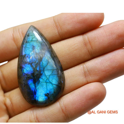68.00 Cts Natural South African Fire Labradorite Loose Gemstone Pear Cabochon 47x27x7 mm L-31