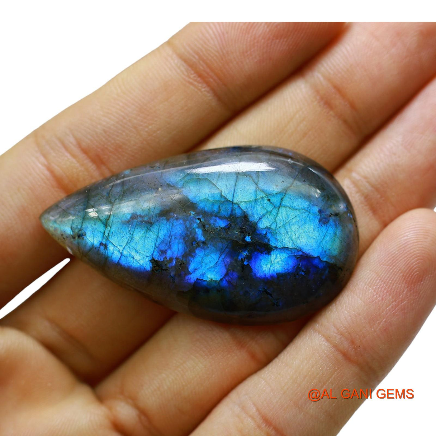 68.00 Cts Natural South African Fire Labradorite Loose Gemstone Pear Cabochon 47x27x7 mm L-31