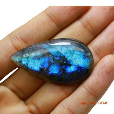 68.00 Cts Natural South African Fire Labradorite Loose Gemstone Pear Cabochon 47x27x7 mm L-31