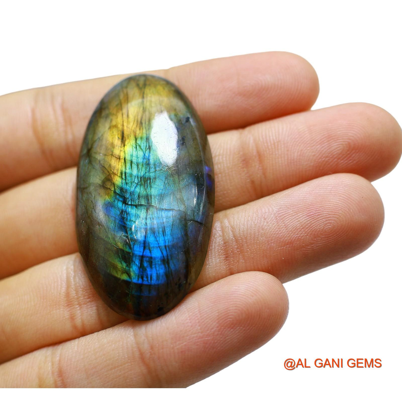 Natural Untreated Fire Labradorite Loose Gemstone Oval Cabochon From South Africa 72.00 Cts 47x25x7 mm L-33