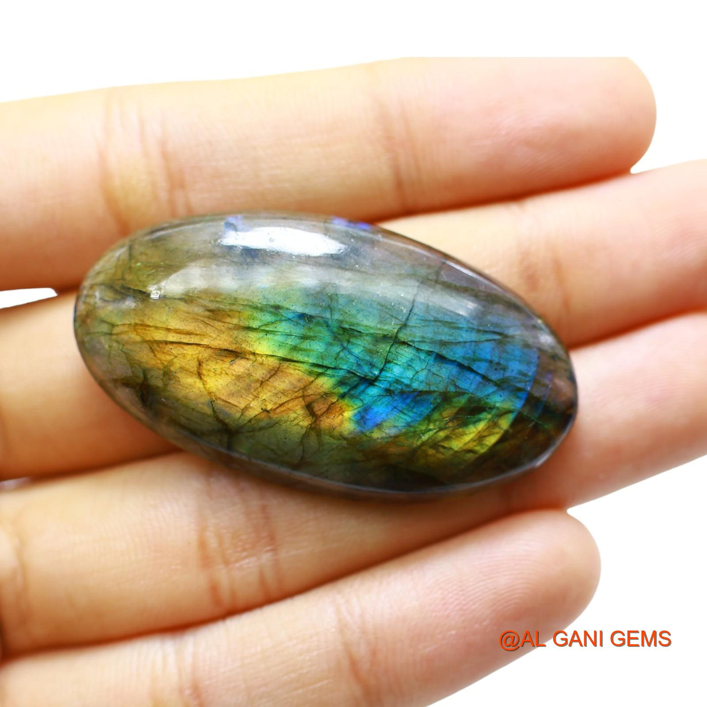 Natural Untreated Fire Labradorite Loose Gemstone Oval Cabochon From South Africa 72.00 Cts 47x25x7 mm L-33