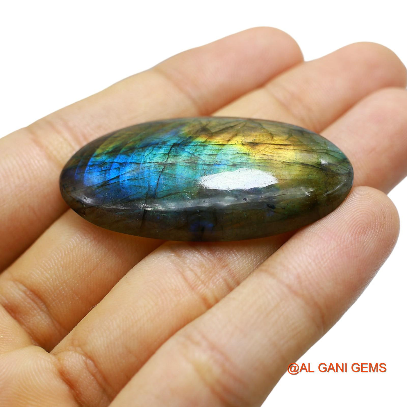 Natural Untreated Fire Labradorite Loose Gemstone Oval Cabochon From South Africa 72.00 Cts 47x25x7 mm L-33