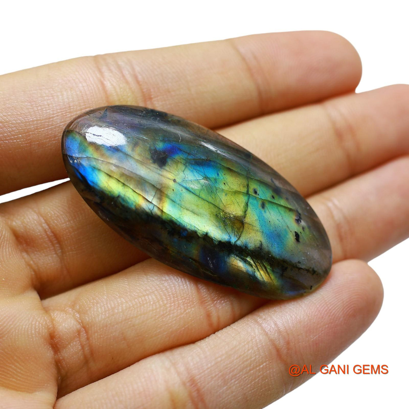 54.00 Cts Unheated South African Fire Labradorite Loose Gemstone Oval Cabochon Natural 48x24x6 mm L-34