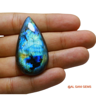 70.00 Cts Unheated South African Fire Labradorite Loose Gemstone Pear Cabochon Natural 56x25x7 mm L-38