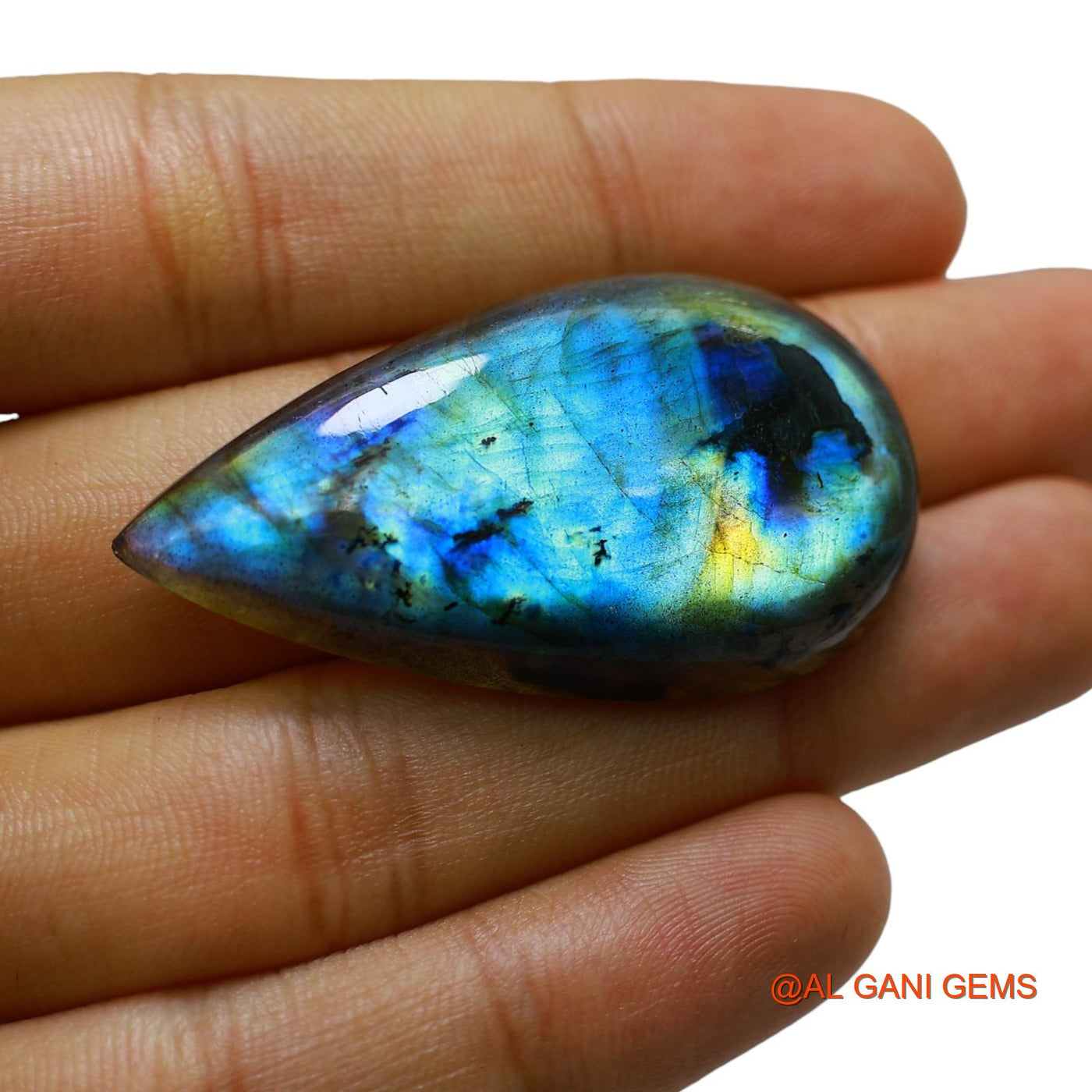 70.00 Cts Unheated South African Fire Labradorite Loose Gemstone Pear Cabochon Natural 56x25x7 mm L-38