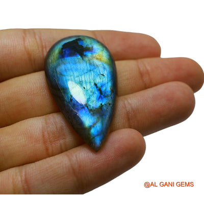70.00 Cts Unheated South African Fire Labradorite Loose Gemstone Pear Cabochon Natural 56x25x7 mm L-38