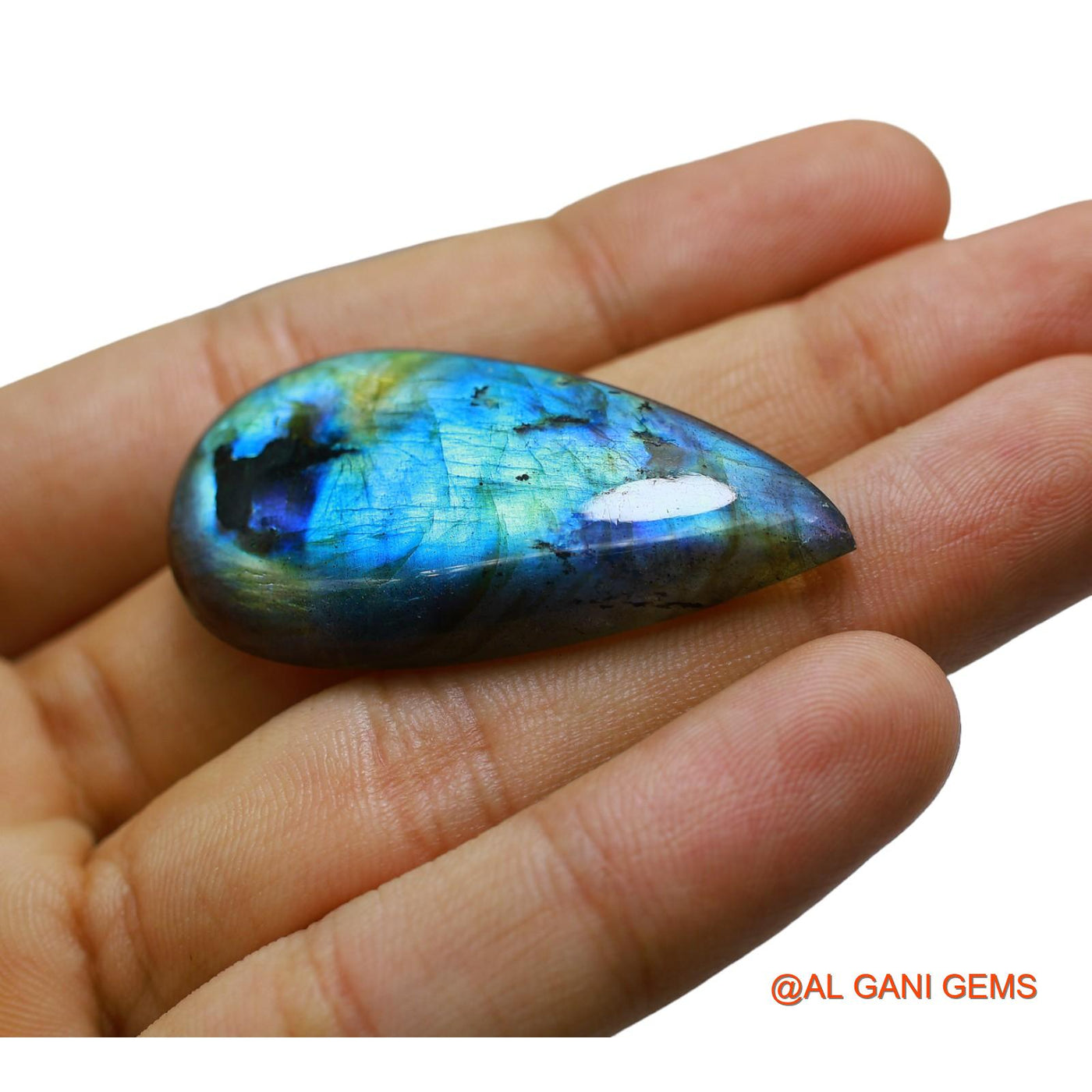70.00 Cts Unheated South African Fire Labradorite Loose Gemstone Pear Cabochon Natural 56x25x7 mm L-38