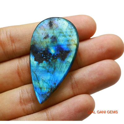 70.00 Cts Unheated South African Fire Labradorite Loose Gemstone Pear Cabochon Natural 56x25x7 mm L-38