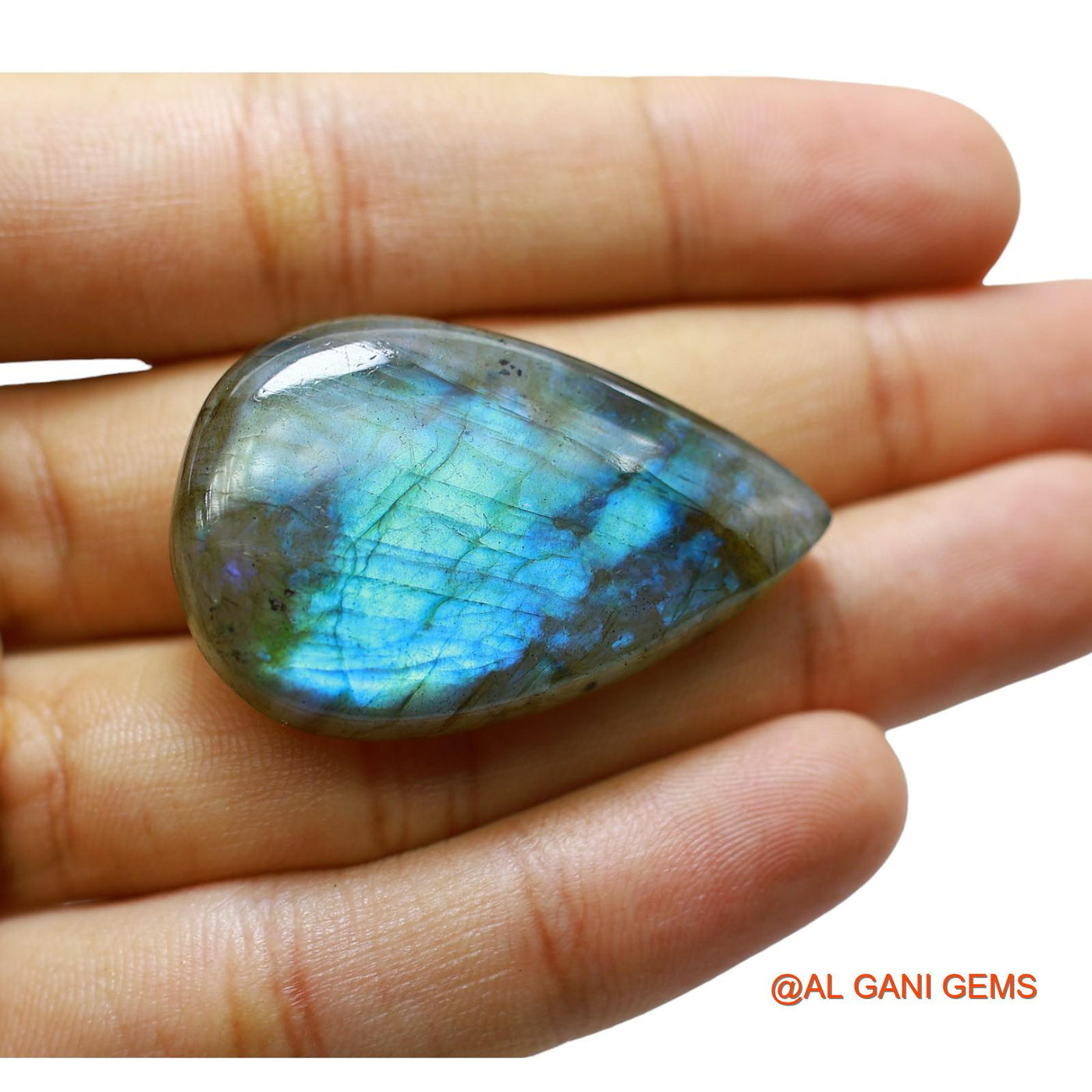 Natural Fire Labradorite Gemstone 68.00 Cts Loose Pear Cabochon From South Africa 40x26x7 mm L-40