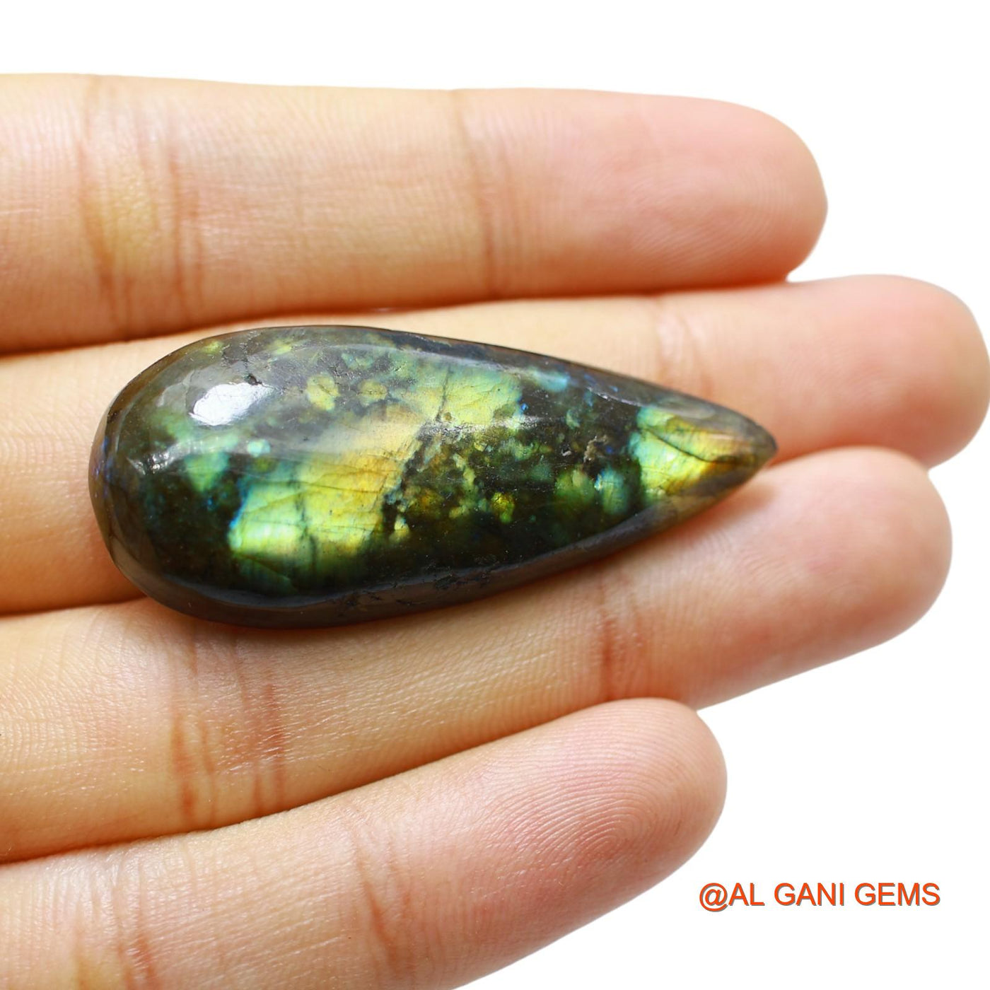 55.00 Cts Unheated South African Fire Labradorite Loose Gemstone Pear Cabochon Natural 46x19x8 mm L-41
