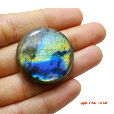83.00 Cts Natural South African Fire Labradorite Round Cabochon Loose Gemstone For Jewelry 34x34x8 mm L-43