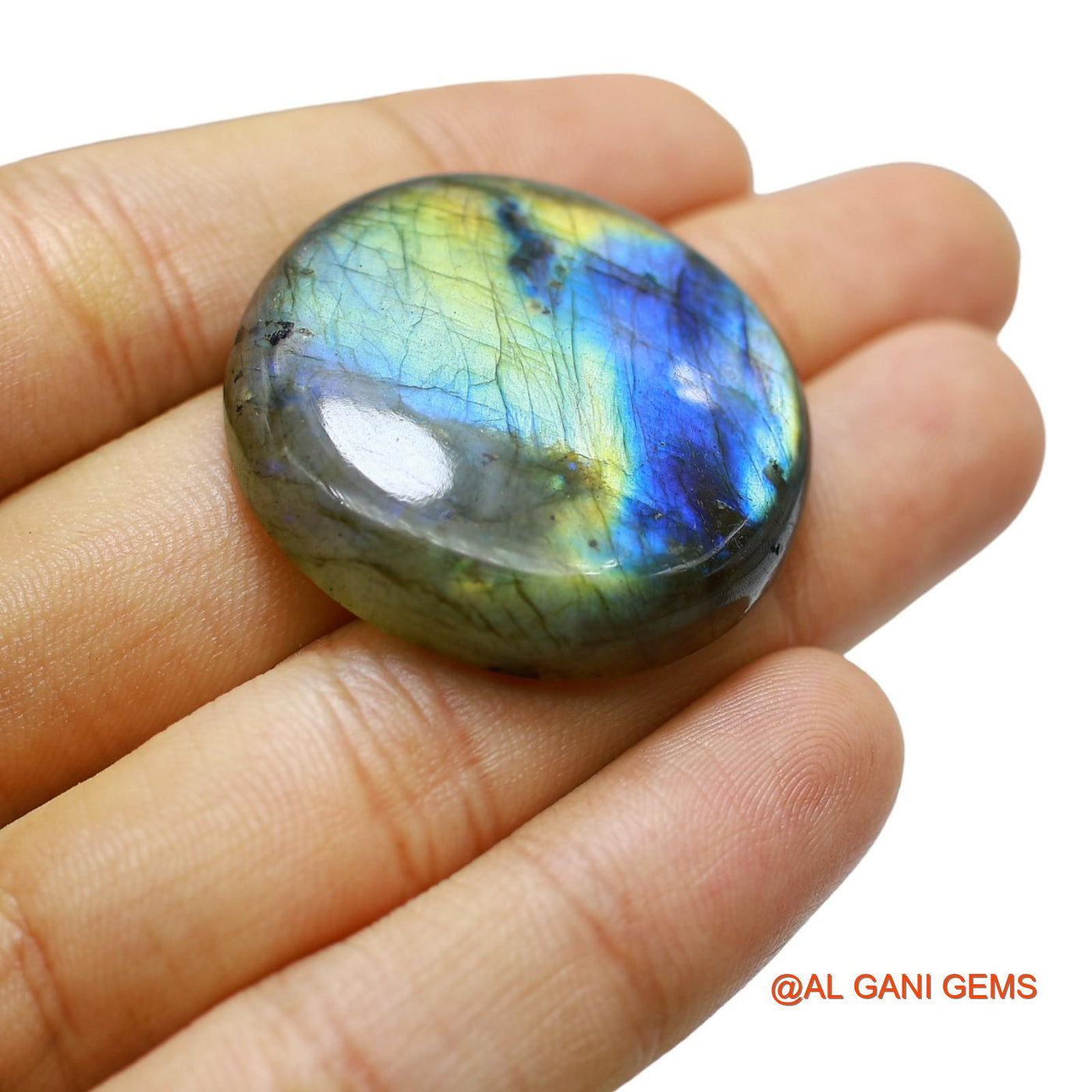 83.00 Cts Natural South African Fire Labradorite Round Cabochon Loose Gemstone For Jewelry 34x34x8 mm L-43