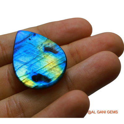 Natural Untreated Fire Labradorite Loose Gemstone Pear Cabochon From South Africa 46.00 Cts 36x24x7 mm L-49