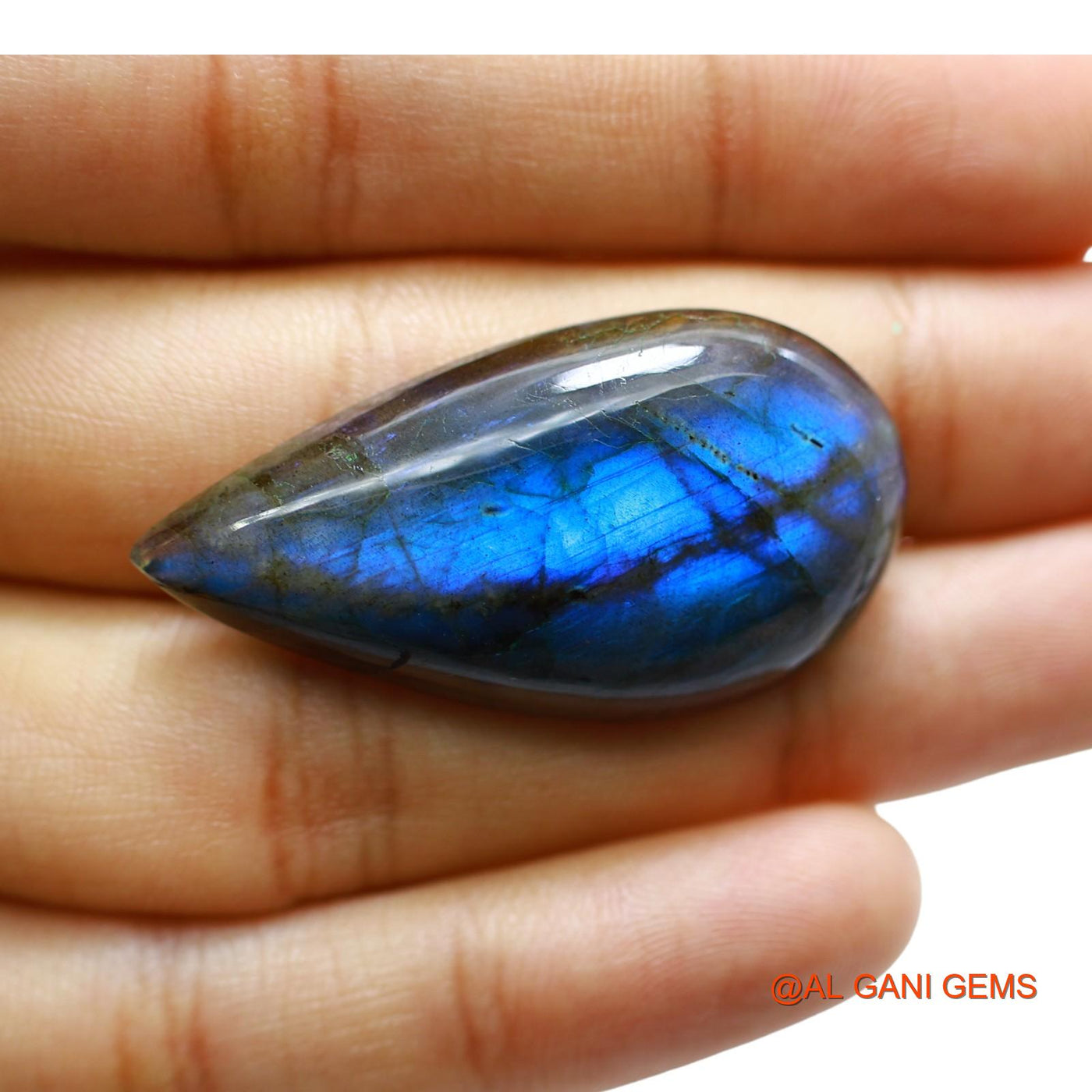 Natural Untreated Fire Labradorite Loose Gemstone Pear Cabochon From South Africa 44.00 Cts 41x22x7 mm L-51
