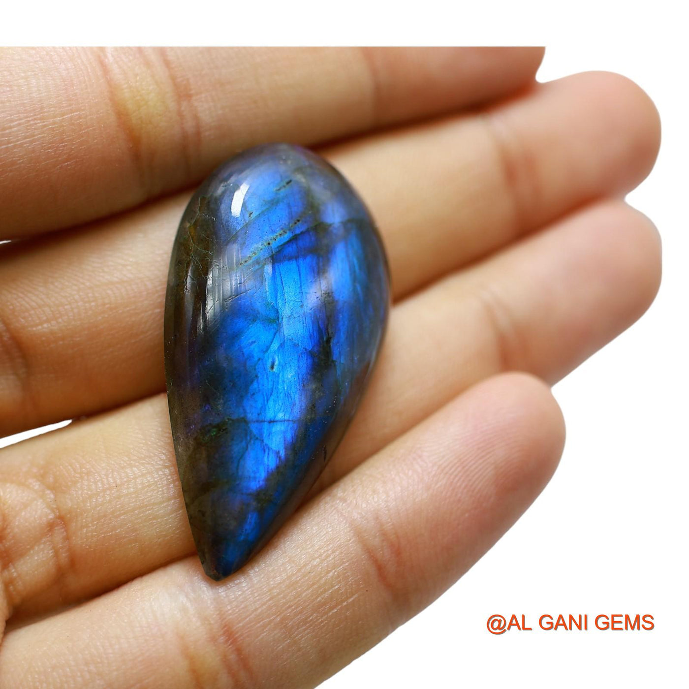 Natural Untreated Fire Labradorite Loose Gemstone Pear Cabochon From South Africa 44.00 Cts 41x22x7 mm L-51