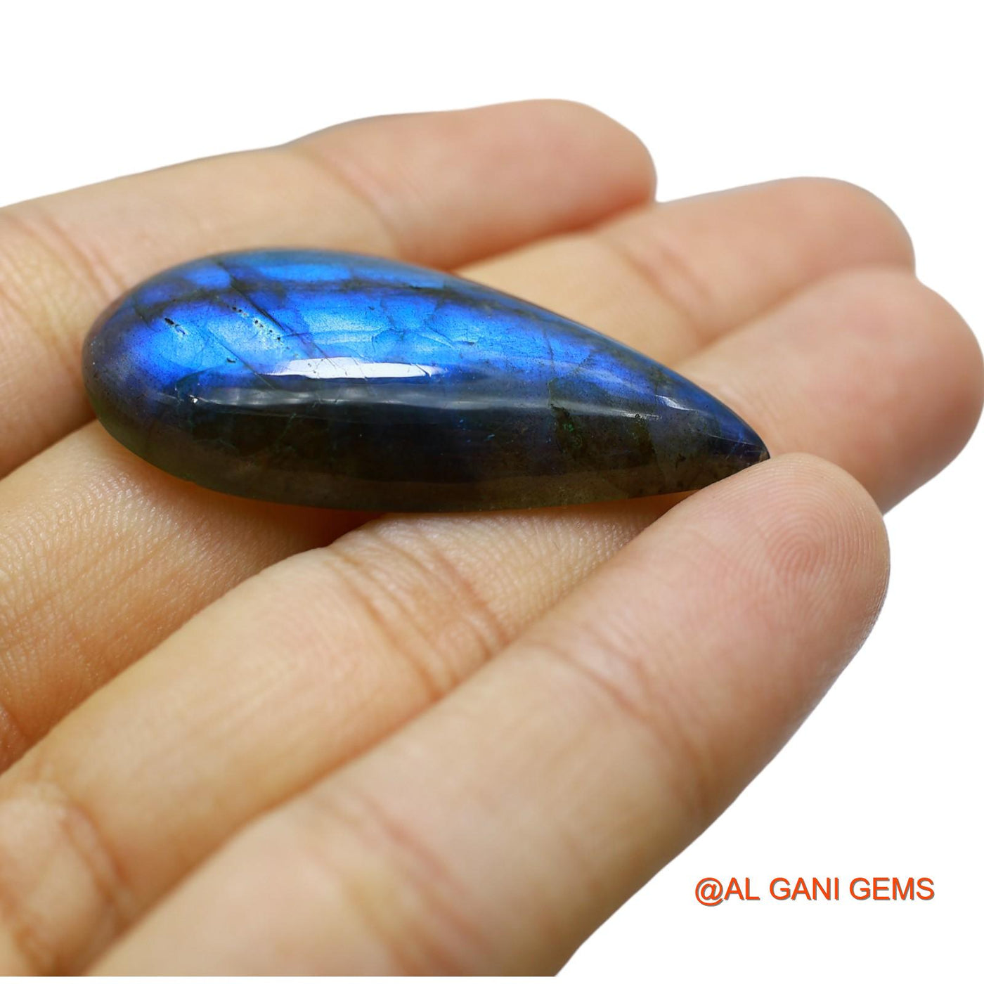Natural Untreated Fire Labradorite Loose Gemstone Pear Cabochon From South Africa 44.00 Cts 41x22x7 mm L-51