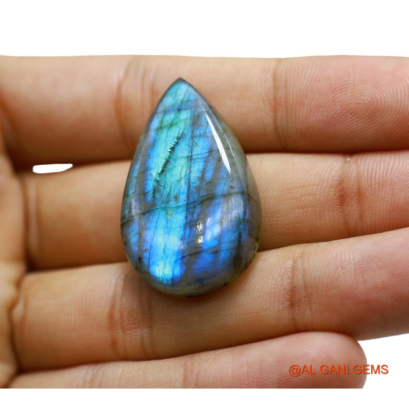 Natural Untreated Fire Labradorite Loose Gemstone Pear Cabochon From South Africa 46.00 Cts 34x21x7 mm L-56