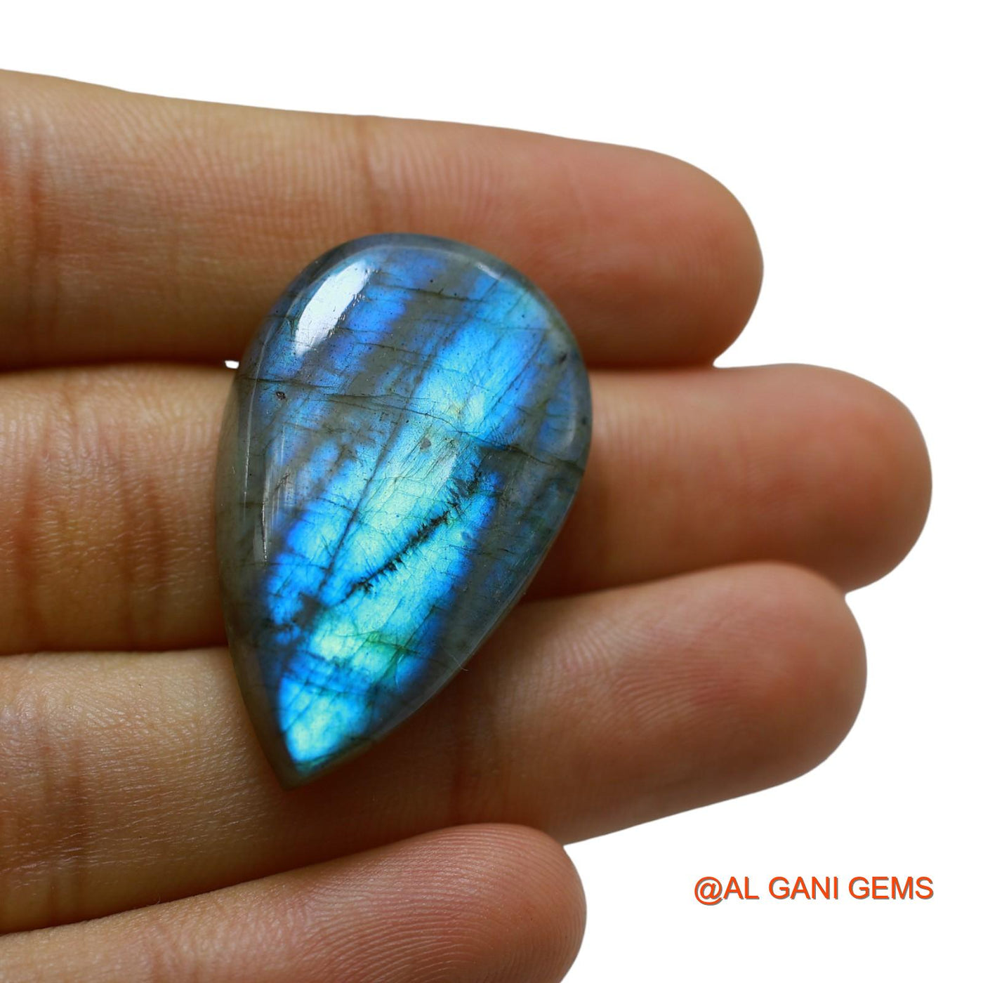 Natural Untreated Fire Labradorite Loose Gemstone Pear Cabochon From South Africa 46.00 Cts 34x21x7 mm L-56