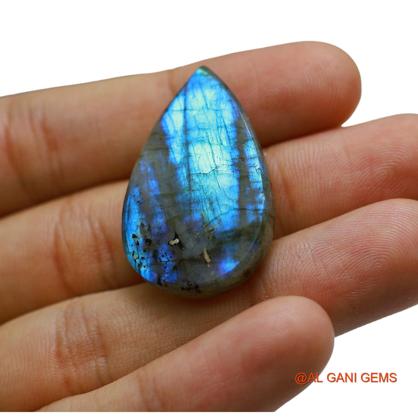 Natural Untreated Fire Labradorite Loose Gemstone Pear Cabochon From South Africa 46.00 Cts 34x21x7 mm L-56