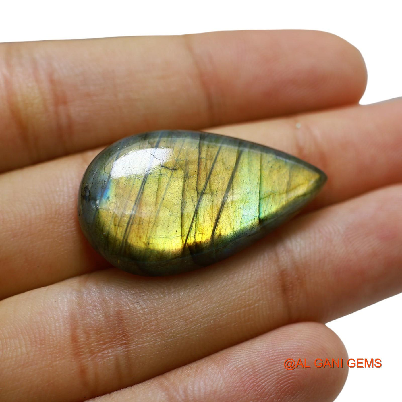 38.00 Cts Natural South African Fire Labradorite Loose Gemstone Pear Cabochon 34x19x7 mm L-58