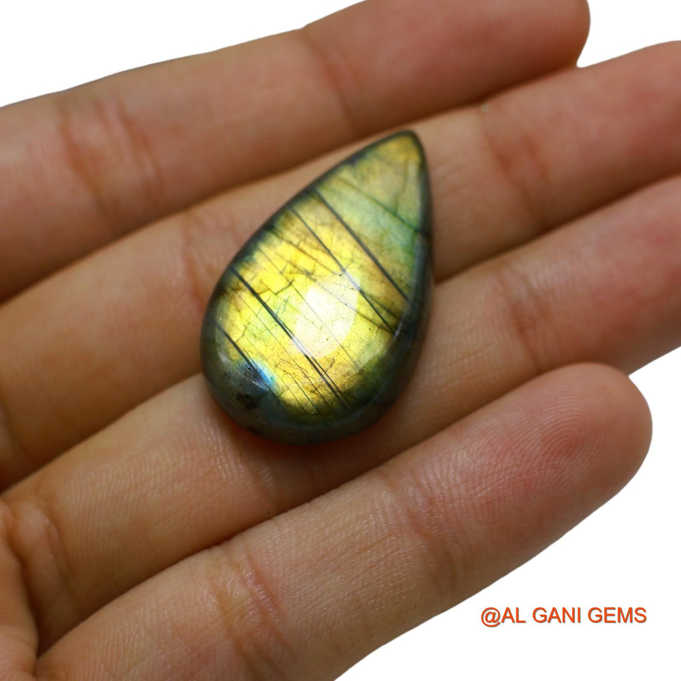 38.00 Cts Natural South African Fire Labradorite Loose Gemstone Pear Cabochon 34x19x7 mm L-58