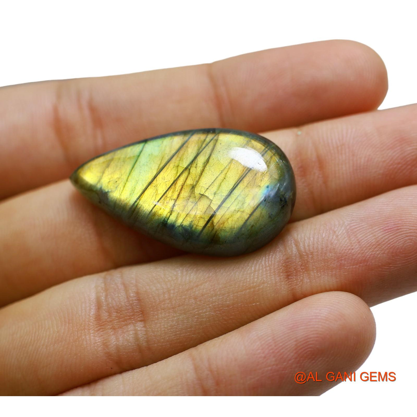 38.00 Cts Natural South African Fire Labradorite Loose Gemstone Pear Cabochon 34x19x7 mm L-58