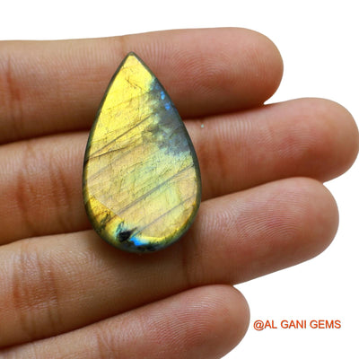 38.00 Cts Natural South African Fire Labradorite Loose Gemstone Pear Cabochon 34x19x7 mm L-58