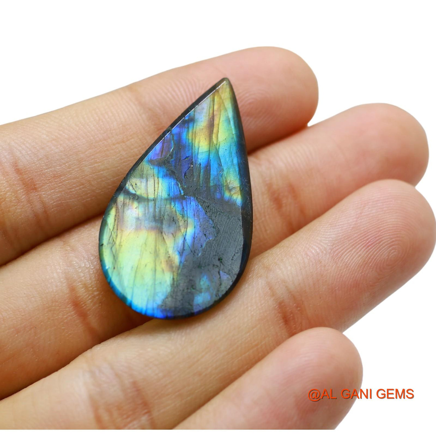 Natural Fire Labradorite Gemstone 29.00 Cts Loose Pear Cabochon From South Africa 36x20x5 mm L-61