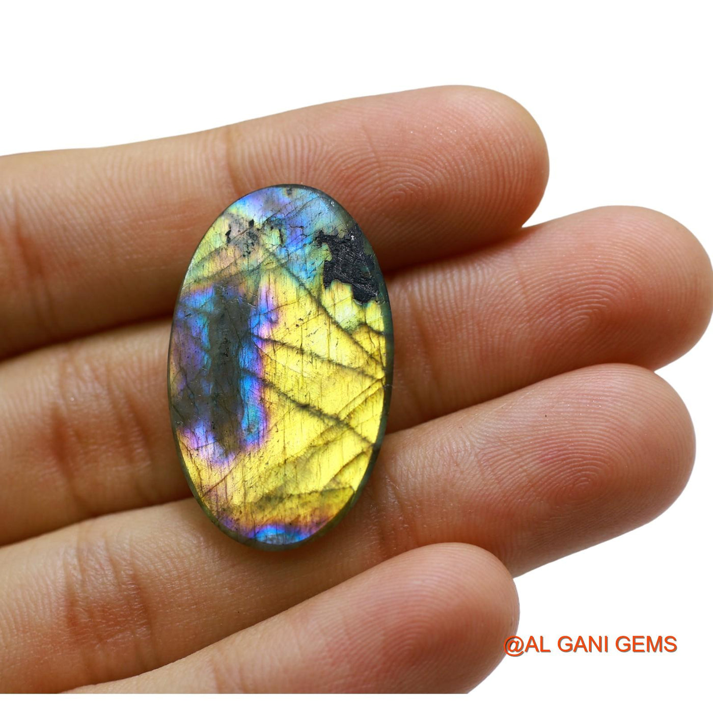 27.00 Cts Natural South African Fire Labradorite Oval Cabochon Loose Gemstone For Jewelry 32x20x5 mm L-64
