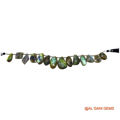 Fancy Faceted Loose Beads Strand For Jewelry Making 10X22 TO 17X28 MM Natural Multi Color Fire Labradorite 8" LB-10