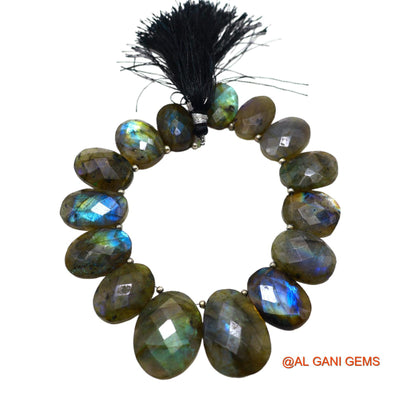 Natural Multi Color Fire Labradorite Loose Strand 12X18 TO 19X27 MM Fancy Faceted Beads For Jewelry Craft 8" LB-11