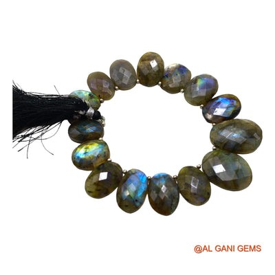 Natural Multi Color Fire Labradorite Loose Strand 12X18 TO 19X27 MM Fancy Faceted Beads For Jewelry Craft 8" LB-11