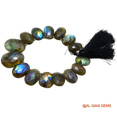 Natural Multi Color Fire Labradorite Loose Strand 12X18 TO 19X27 MM Fancy Faceted Beads For Jewelry Craft 8" LB-11