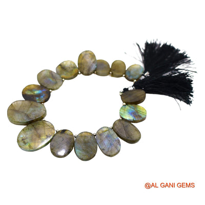 Natural Multi Color Fire Labradorite Loose Strand 12X18 TO 19X27 MM Fancy Faceted Beads For Jewelry Craft 8" LB-11