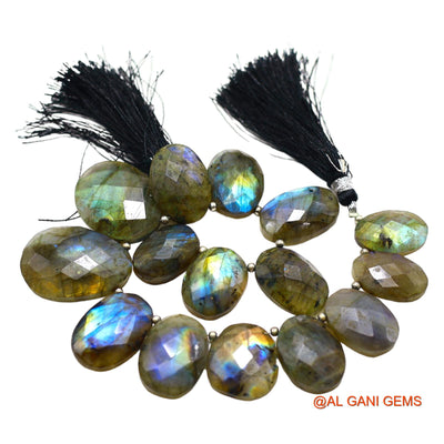 Natural Multi Color Fire Labradorite Loose Strand 12X18 TO 19X27 MM Fancy Faceted Beads For Jewelry Craft 8" LB-11