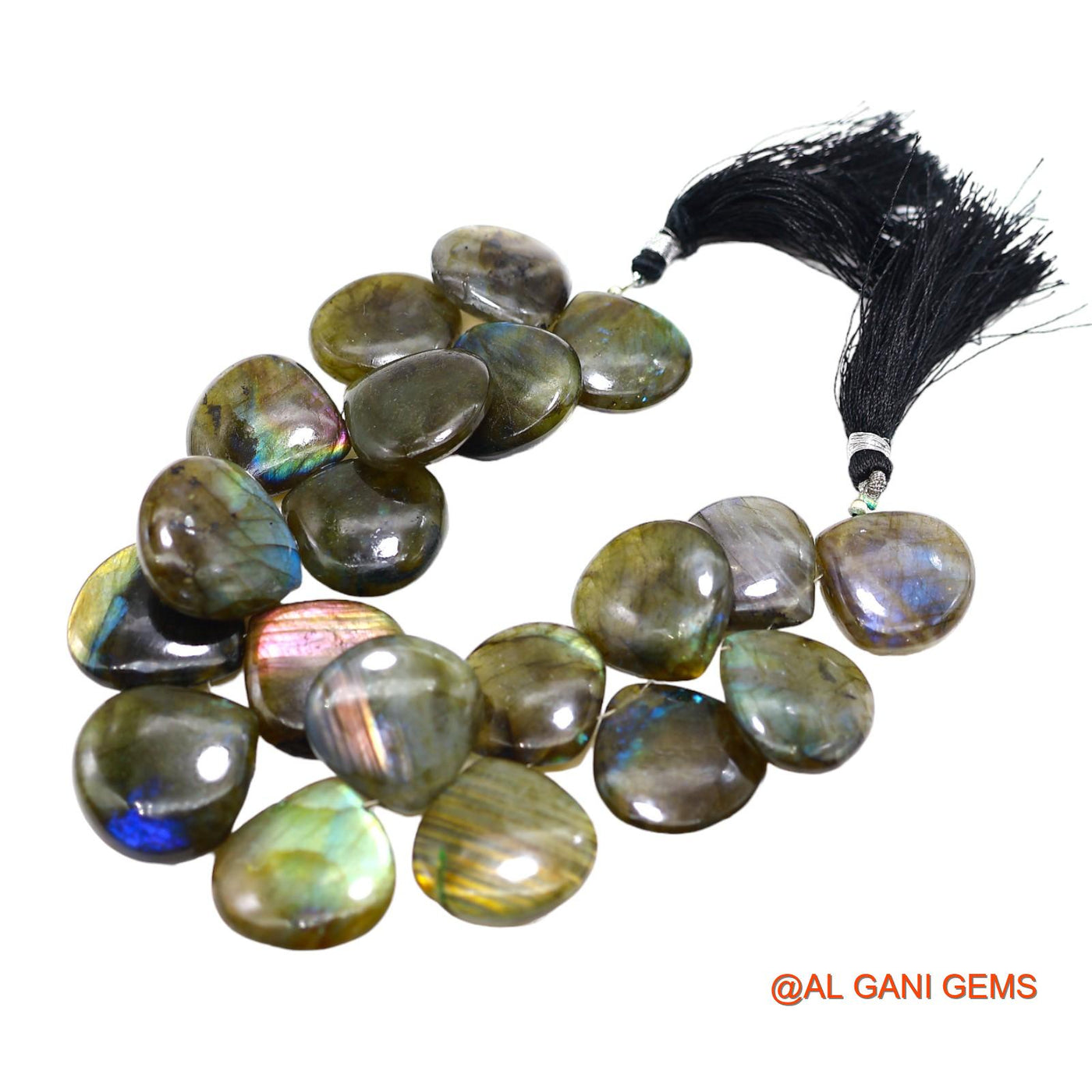 Natural Multi Color Fire Labradorite Loose Strand 22X22 TO 23X24 MM Pear Smooth Beads For Jewelry Craft 8" LB-13