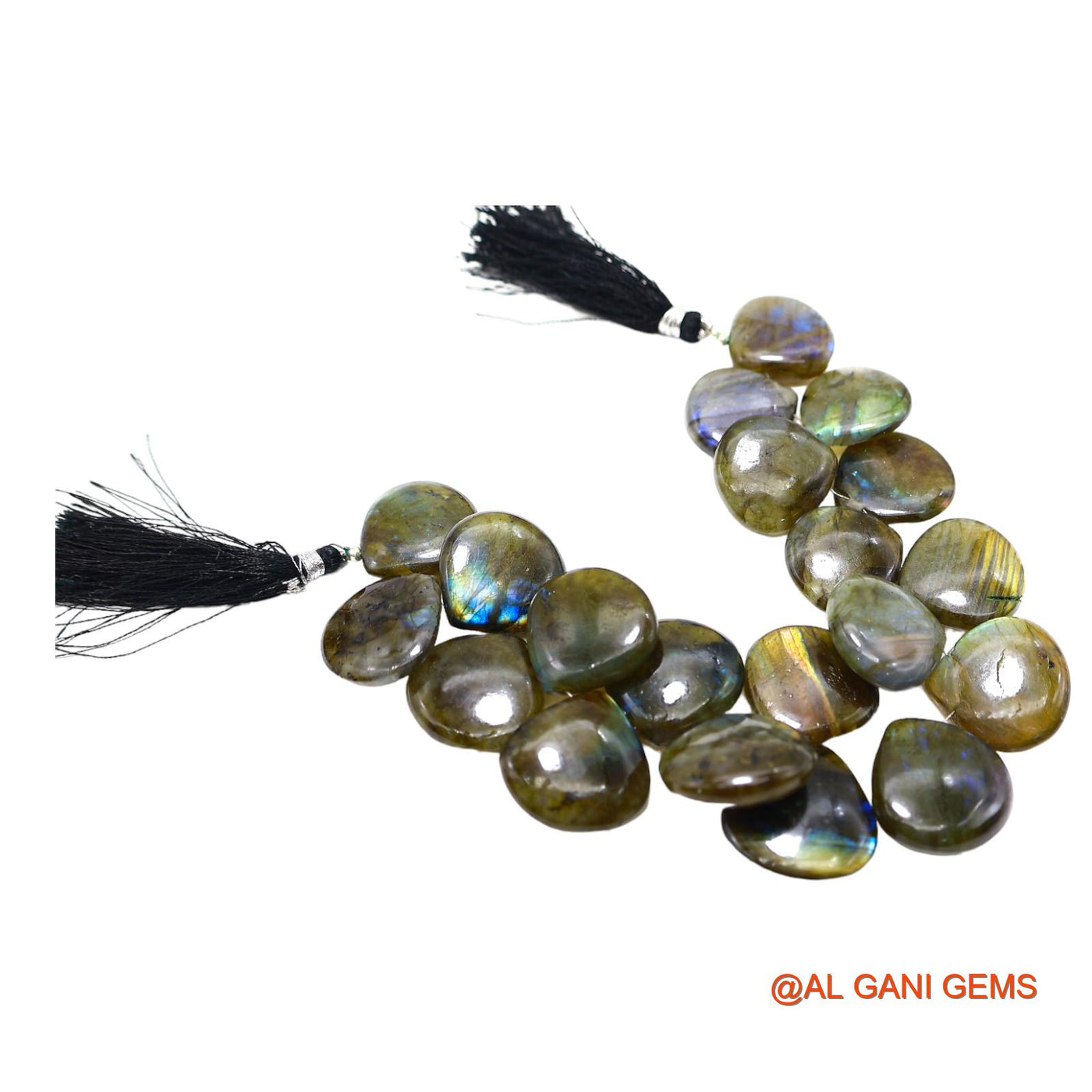 Natural Multi Color Fire Labradorite Loose Strand 22X22 TO 23X24 MM Pear Smooth Beads For Jewelry Craft 8" LB-13