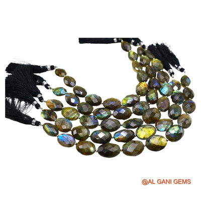 Handmade Natural Fire Labradorite Gemstone 11X16 TO 14X18 MM Oval Faceted Multi Color Beads Loose Strand 8" LB-2