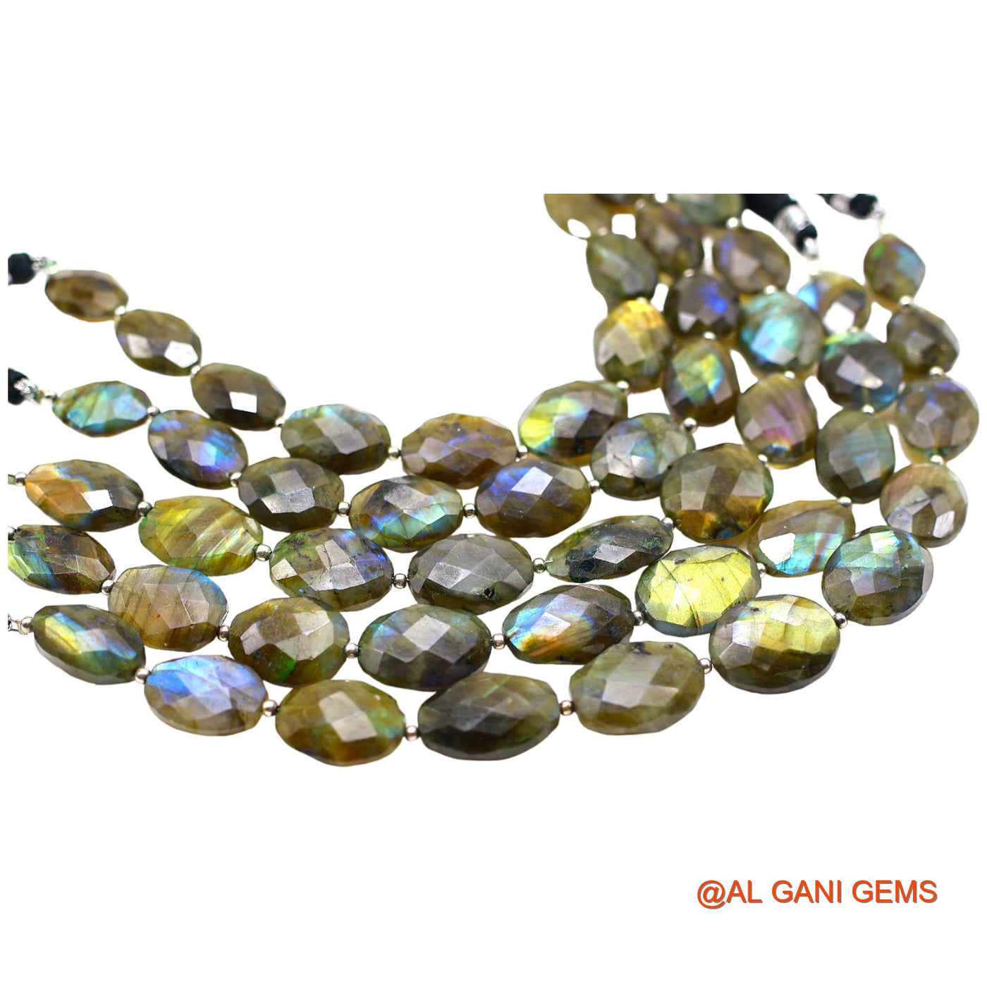 Handmade Natural Fire Labradorite Gemstone 11X16 TO 14X18 MM Oval Faceted Multi Color Beads Loose Strand 8" LB-2