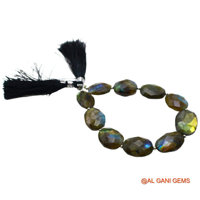 Handmade Natural Fire Labradorite Gemstone 11X16 TO 14X18 MM Oval Faceted Multi Color Beads Loose Strand 8" LB-2