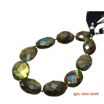 Handmade Natural Fire Labradorite Gemstone 11X16 TO 14X18 MM Oval Faceted Multi Color Beads Loose Strand 8" LB-2