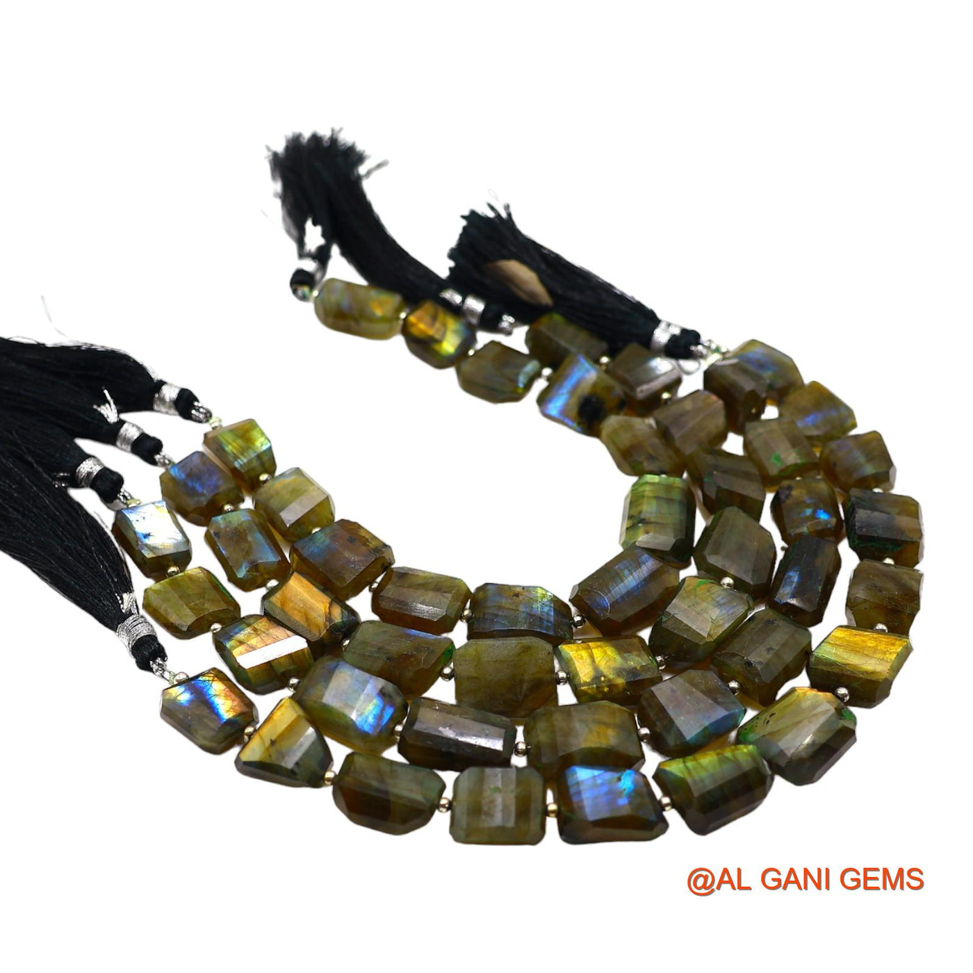 Fancy Faceted 11X15 TO 14X16 MM Beads Natural Multi Color Fire Labradorite Gemstone Strands For Jewelry 8" LB-3