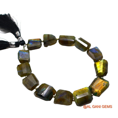 Fancy Faceted 11X15 TO 14X16 MM Beads Natural Multi Color Fire Labradorite Gemstone Strands For Jewelry 8" LB-3