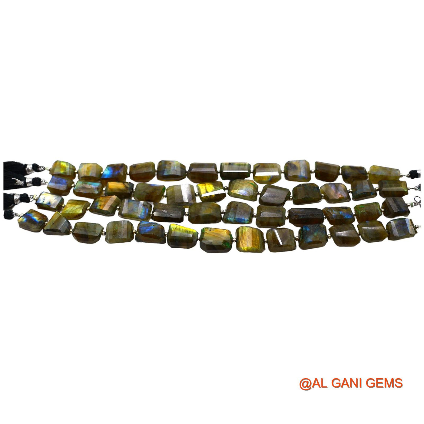 Fancy Faceted 11X15 TO 14X16 MM Beads Natural Multi Color Fire Labradorite Gemstone Strands For Jewelry 8" LB-3