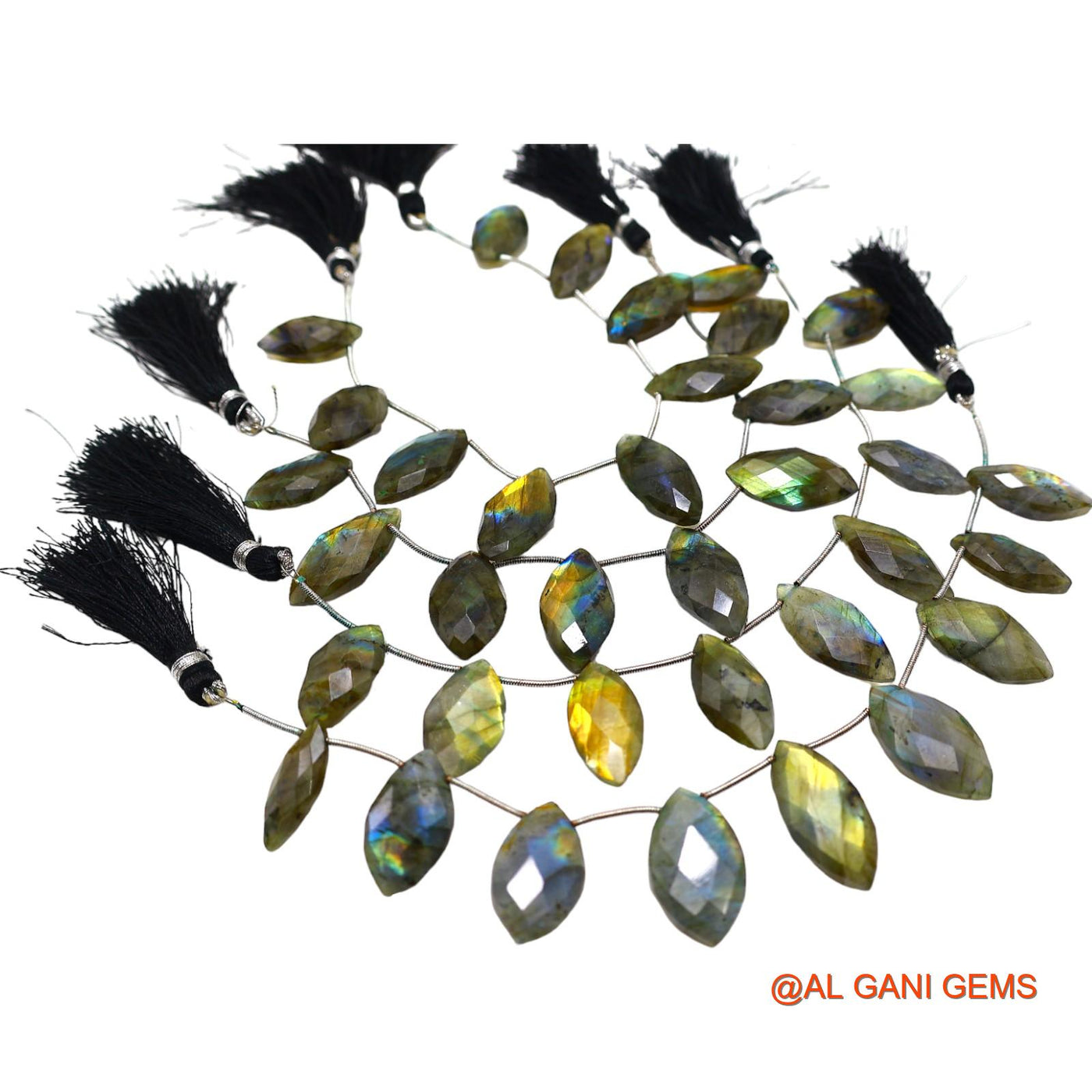 Natural Multi Color Fire Labradorite Marquise Faceted 10X22 TO 15X28 MM Beads For Reiki Loose Strand 8" LB-4