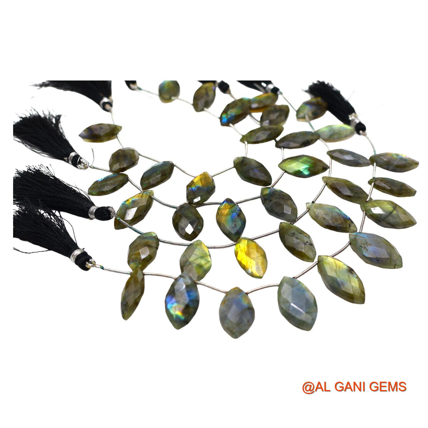 Natural Multi Color Fire Labradorite Marquise Faceted 10X22 TO 15X28 MM Beads For Reiki Loose Strand 8" LB-4